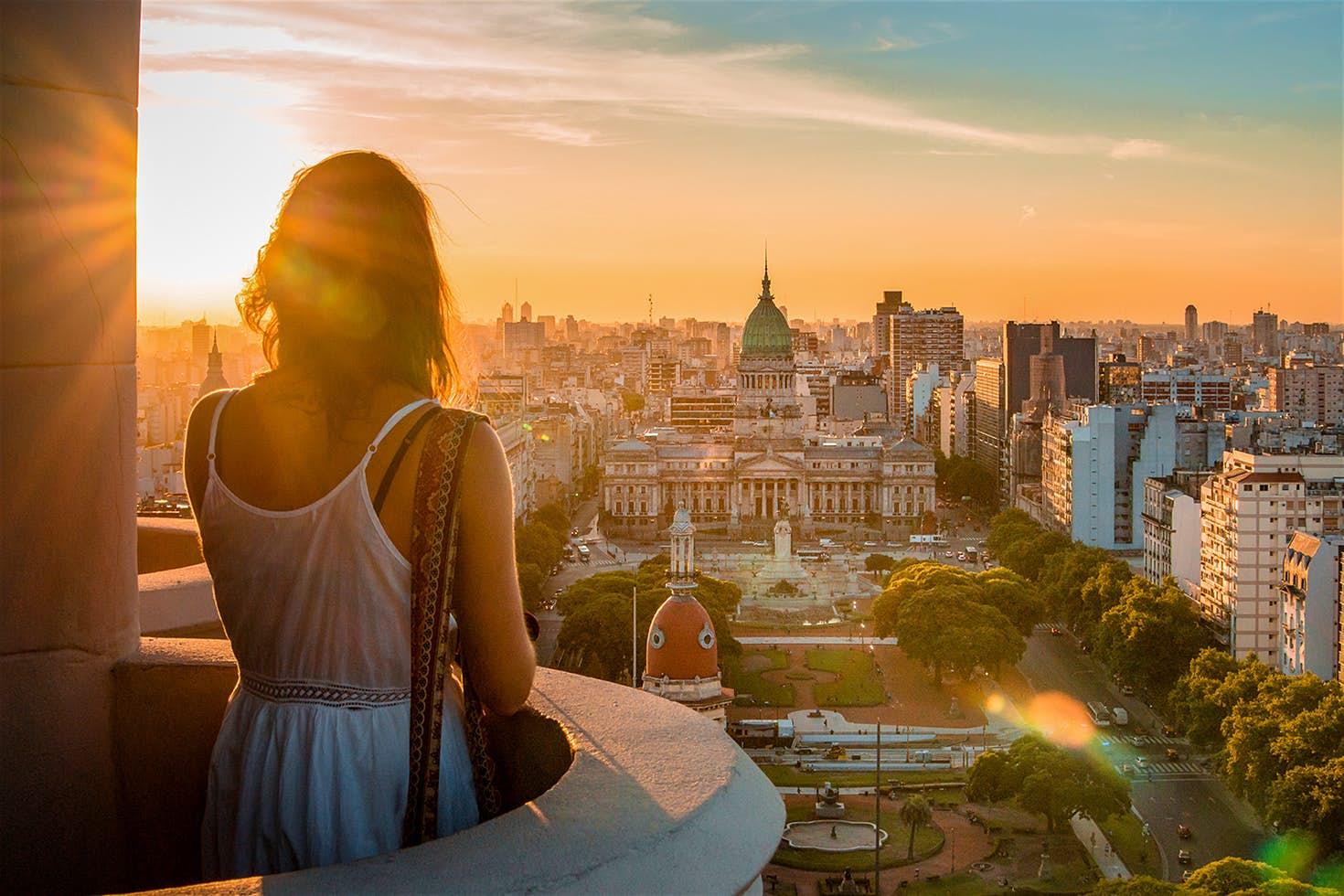 lady overlooking city